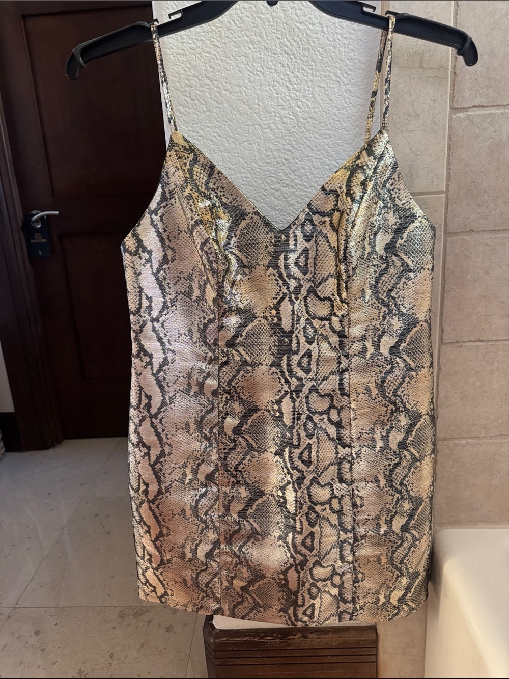 Topshop Gold Snake-Print Mini Dress